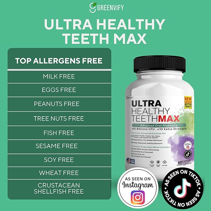 Ultra Healthy Teeth Max Probiotic Supplement 40 Billion CFU 60 Capsules Advanced Oral Health Formula (10)