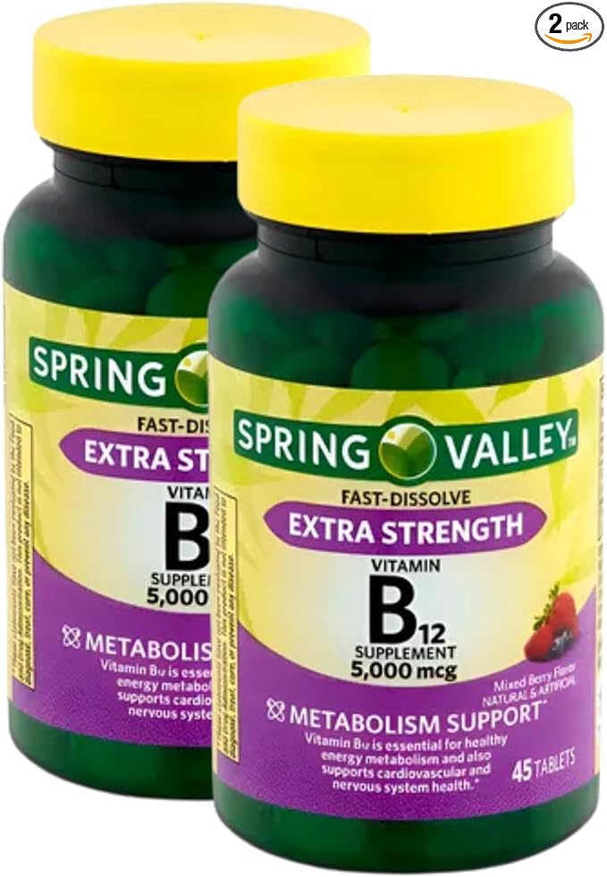 Unique Bundle Store Extra Strength Vitamin B12 5000 mcg – 45 Tablets Mixed Berry Flavor Fast Dissolve B12 Vitamins Daily B 12 Supplement for Metabolism Support (Pack of 2)