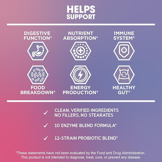 BioEmblem Triple Magnesium Complex 180 Capsules &amp Digestive Enzymes - 10 Enzymes w/ 12 Strain 1 Billion CFU Probiotics for Nutrient Absorption 60 Capsules