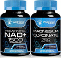 Magnesium Glycinate Capsules - 750mg - Magnesium Supplement │ NAD Supplement 1500mg - Liposomal NAD+ Supplement with Resveratrol | Bundle