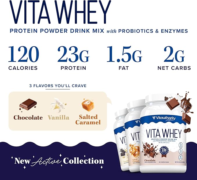 Vitauthority Whey Protein Powder for Women Whey Isolate Probiotics &amp Enzymes Supports Digestion Nutrient Absorption &amp Energy Post-Workout &amp Daily Nutrition Vanilla Flavored 30 Servings