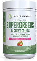 Premium Supergreens and Superfruits Powder with Digestive Enzymes and Probiotics (Strawberry &amp Kiwi). Manufactured by NutriDyn.