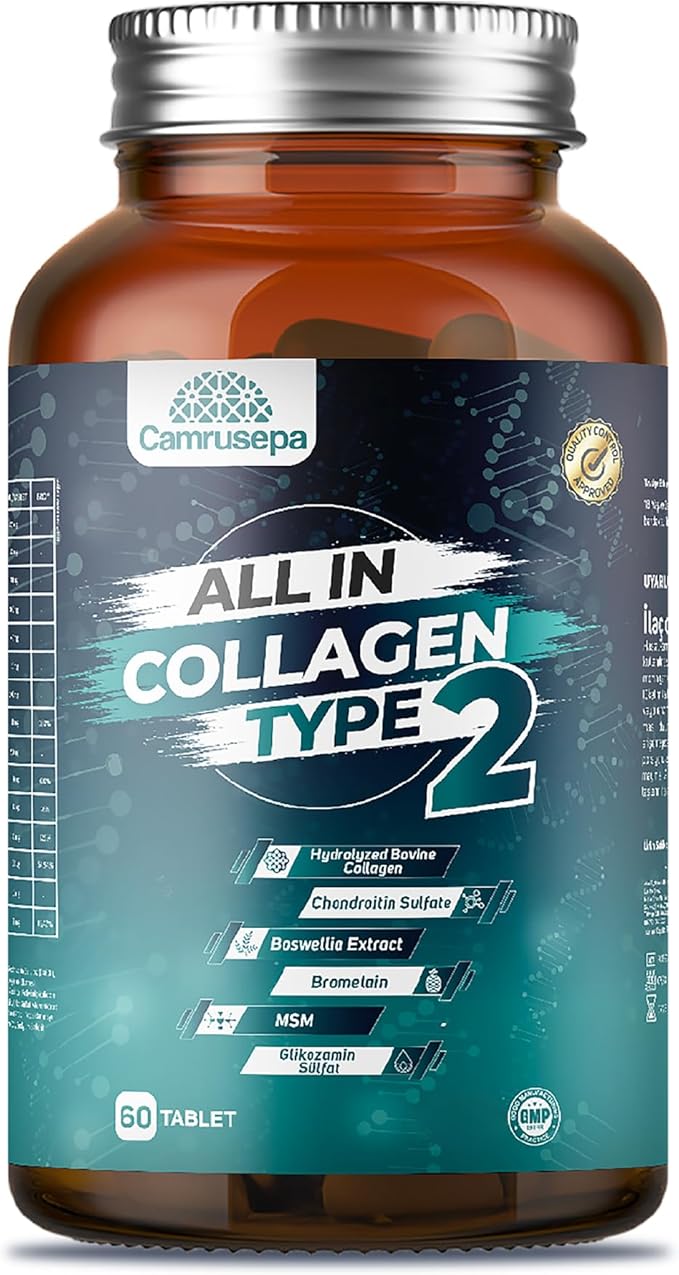 All in Collagen Type 2 Complex - Advanced Joint Support with Glucosamine Vitamin D3 K2 C &amp Minerals for Joint Mobility Bone Strength - 60 Tablets