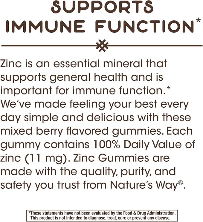 Nature's Way Immune Gummies Bundle Zinc Gummies Vitamin D3 Gummies Immune Support Delicious Berry and Fruit Flavors 120 Gummies Per Bottle