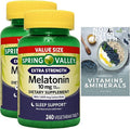 2 Pack of Extra Strength Sleep Support Melatonin Tablets Dietary Supplement Value Size 10 mg 240 Count 2 Bottle Includes Exclusive Vitamin and Mineral Guide