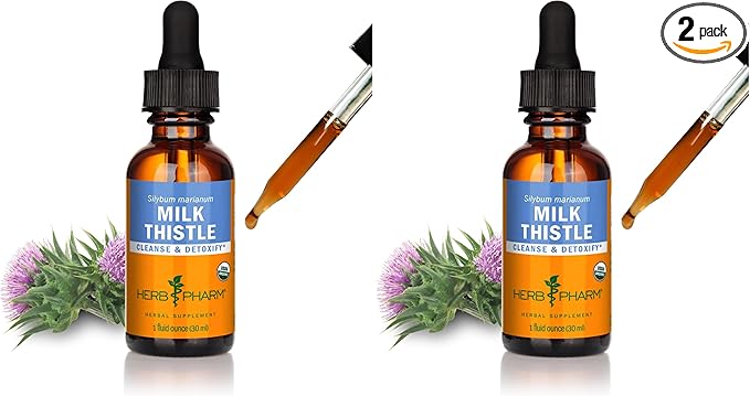 Herb Pharm Milk Thistle Seed Liquid Extract for Liver Function Support - 1 Ounce (Pack of 2)