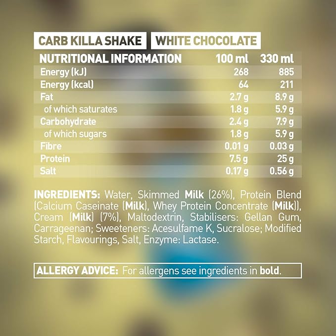Grenade Carb Killa High Protein Shake Bottles White Chocolate 330 ml Pack of 8