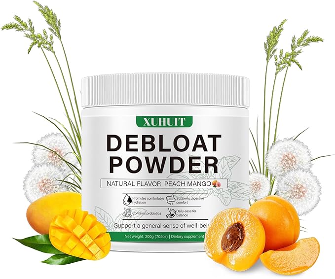 Digestive Support Powder for Occasional Bloating Relief with Vitamin C Dandelion Root &amp Horsetail Extract Natural Peach Mango Flavor Non-GMO 200g (7.05oz) for Women &amp Men (1)