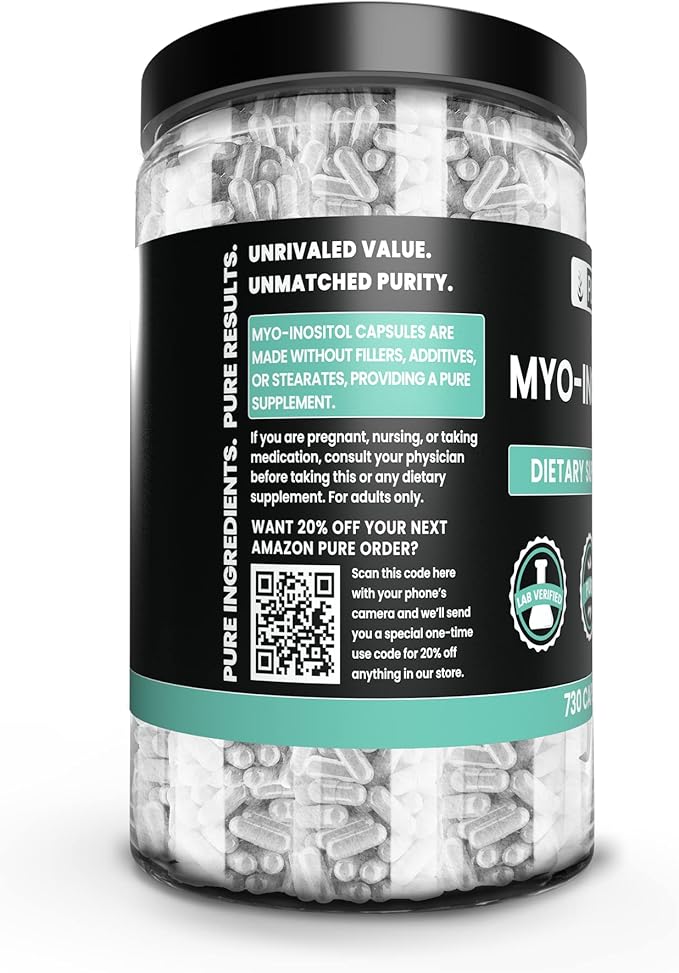 Pure Original Ingredients Myo-Inositol (730 Capsules) No Magnesium Or Rice Fillers Always Pure Lab Verified