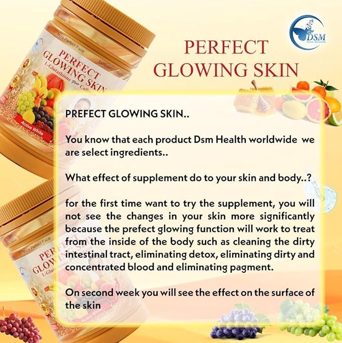 DSM Health Worldwide Phyto Collagen Perfect Glowing Skin with L-Glutathion Plus and Collagen Active White Powder Supplements 850g Jar