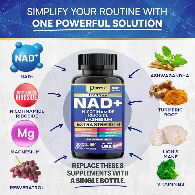 Myo-Inositol &amp NAD+ Bundle – Hormonal Metabolic &amp Cellular Energy Support with D-Chiro Inositol DIM Ashwagandha Liposomal NAD Resveratrol Turmeric &amp B Vitamins