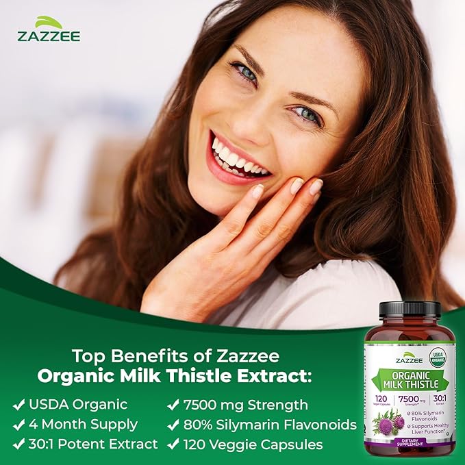 Zazzee Dandelion Artichoke &amp Milk Thistle Bundle | 20:1 Artichoke Leaf Extract Plus 10:1 Organic Dandelion Root and 30:1 Organic Milk Thistle Extract | Liver Cleanse Detox Bundle