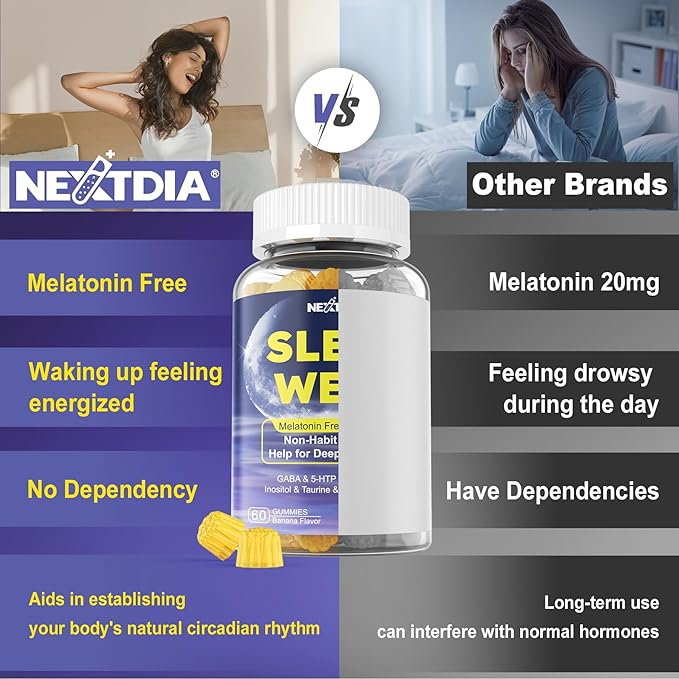 Melatonin Free Natural Sleep Gummies for Adults + Vitamin B Complex Gummies for Women
