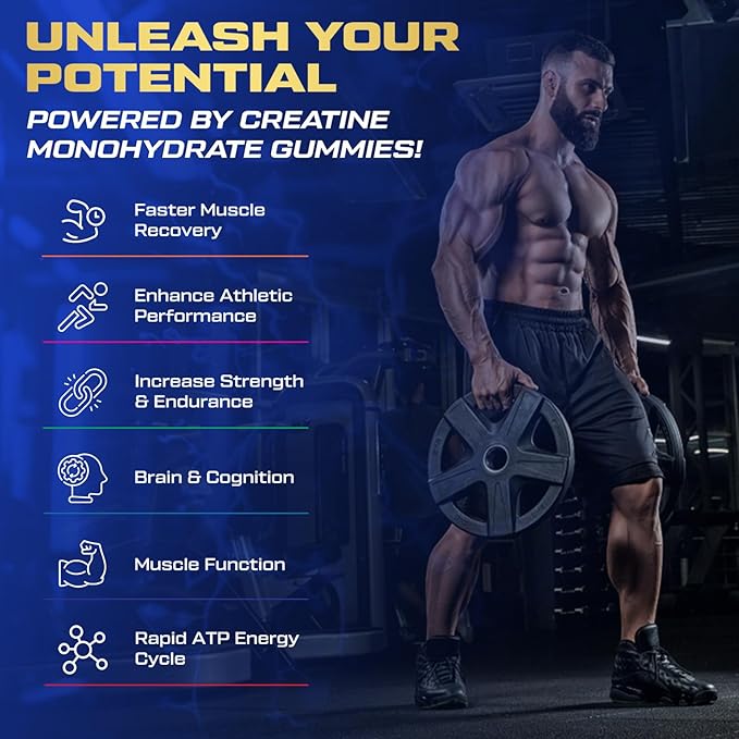 Creatine Monohydrate Gummies for Men &amp Women 9000MG Creatine Gummies Sugar Free with L-Taurine BCAA 2:1 B12 B6 for Boost Strength Focus &amp Endurance Vegan Non-GMO Blueberry 120*2 Bottle