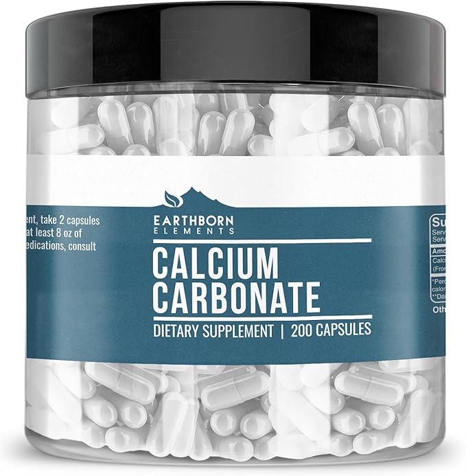 Earthborn Elements Calcium Carbonate &amp Collagen Peptides Bundle 200 Capsules Each Pure &amp Undiluted No Additives