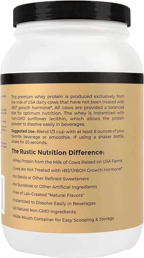 Premium Whey Protein Powder USA-Sourced No RBST/RBGH No Stevia or Sucralose Instantized Non-GMO Soy &amp Gluten Free (Unflavored 48 Oz)