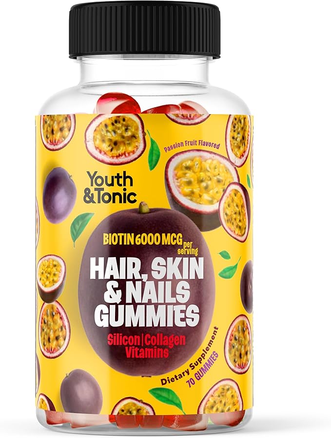 70 Hair Gummies Biotin 6000mcg Collagen Silicon PABA &amp Multivitamins | Hair Skin and Nails Vitamins Gummy for Women | B Complex Folic Acid 400mcg Vitamin A C D E &amp Zinc for Hair Growth | Pecti