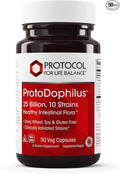 PROTOCOL FOR LIFE BALANCE Proto Dophilus 25 Billion 10 Strains - Support Digestive Gut Health Immune System &amp Detox - Dairy Wheat Soy &amp Gluten Free - Vegan &amp Nut Free - 50 Veg Capsules