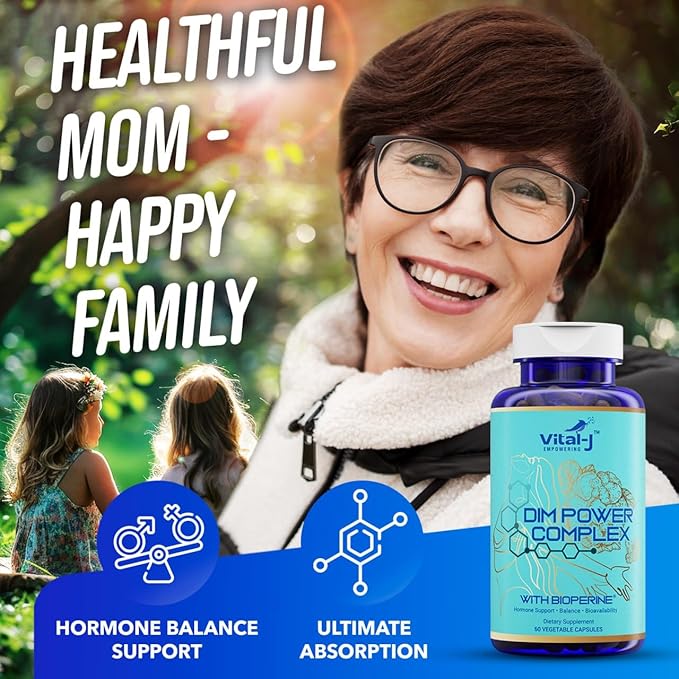 4-in-1 DIM Potent Complex 300mg - Estrogen Balance and Metabolism Energy &amp Menopause Support Supplement with Bioperine (x4) Calcium and Broccoli Extract - for Women and Men 90 Servings