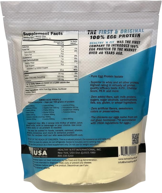 Healthy 'N Fit - 100% Egg Protein (unflavored) 2 Pack (4 LB Total). Just Egg Instant Dried Whites: Great for Baking and Mixing.
