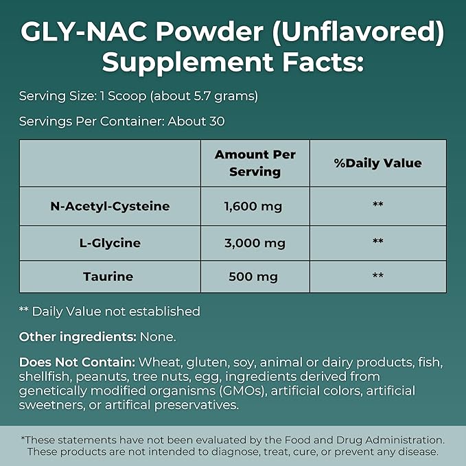 MYOXCIENCE Gly-NAC | NAC Glycine Supreme | Supports Glutathione Synthesis &amp Antioxidant Activity | 3000 mg Glycine &amp 1600 mg N-Acetyl-Cysteine per Serving | Unflavored 30 Servings