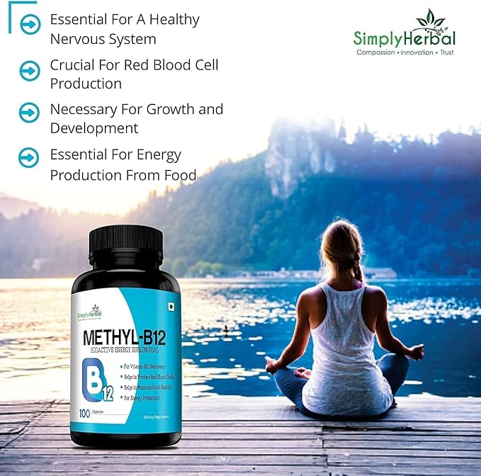 SENTA Vitamin B12 Methyl B12 Methylcobalami Produce Red Blood Cells Maintain Good Health Boost Energy Heart Health Plant Based Supplements - 100 Capsules