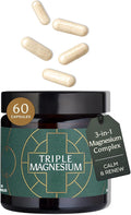 Ancient + Brave Triple Magnesium Capsules 30 Servings Triple Magnesium Complex for Women Energy and Relaxation Support Nervous System and Mood Balance Vegan for Daily Wellbeing
