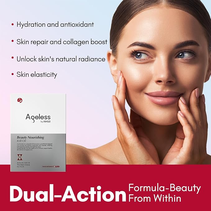 NYO3 Anti-Aging Supplement for Women w/PQQ Krill Oil Astaxanthin Evening Primrose Oil Vitamins C &amp E – Supports Skin Firmness Brightness &amp Texture – 30 Serving