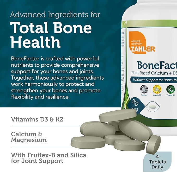 Zahler Bonefactor Bone Strength Supplement containing Calcium Vitamin D Vitamin K and Magnesium Certified Kosher 120 Tablets