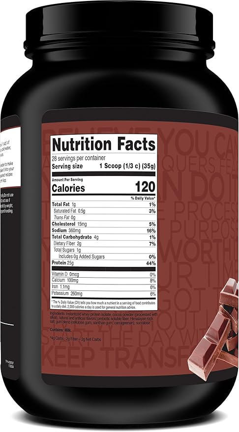 TransformHQ Whey Protein Isolate 28 Servings (Chocolate) - Perform - Gluten Free Non-GMO