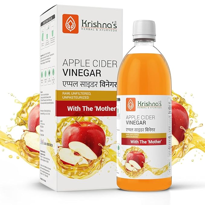 KRISHNA'S HERBAL &amp AYURVEDA Apple Cider Vinegar 1000 MlRawUnfilteredUnpasteurizedWith The Mother 1 l (Pack of 1) Standard