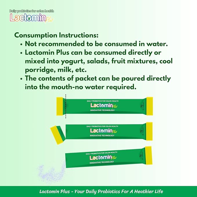 Probiotics - LactominPlus-3 Probiotics Strains - Powder - Sweet Yogurt Flavor - 30 Sticks x 3g (1month) 1.5 Billion CFU with Prebiotics(FOS) Constipation &amp Bloating Relief Microencapsulated