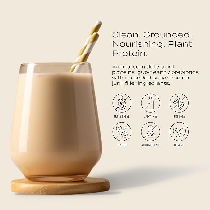 Plant-Based Protein Powder – Vanilla Spice 25g Organic Vegan Protein Prebiotic Fiber Easy to Digest No Gums Enjoy Warm