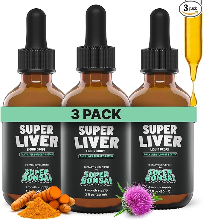 SUPERBONSAI Super Liver Support with Milk Thistle - All Natural Liver Cleanse Detox &amp Repair Aid - Doctor-Formulated Liver Supplement - Liquid Herbal Formula for Liver Health - 3 Month Supply (3 P
