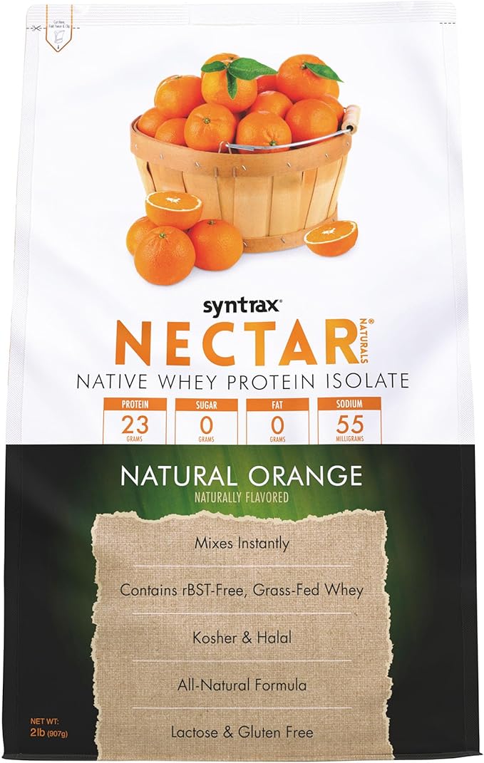 Syntrax Nectar Naturals All Natural Whey Protein Isolate Smooth &amp Juicy Natural Orange 2 lbs.