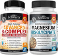 Vitamin B Complex with Vitamin C (4 Month Supply) Plus High Absorption Magnesium Bisglycinate Capsules (4 Month Supply)
