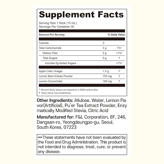 [Liveling] Apple Cider Vinegar Drink Stick with 7500mg ACV – Lemon Flavor | Supports Digestion Daily Cleanse Sugar-Free Low-Calories Portable On-The-Go Packets (30 sticks)