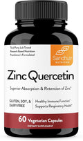Sandhu's Zinc Quercetin 60 Vegetarian Capsules (Pack of 1) | High Absorption Zink Supplements for Immunity and Seasonal Allergy | Antioxidant Immune Support for Men and Women | Easy to Swallow