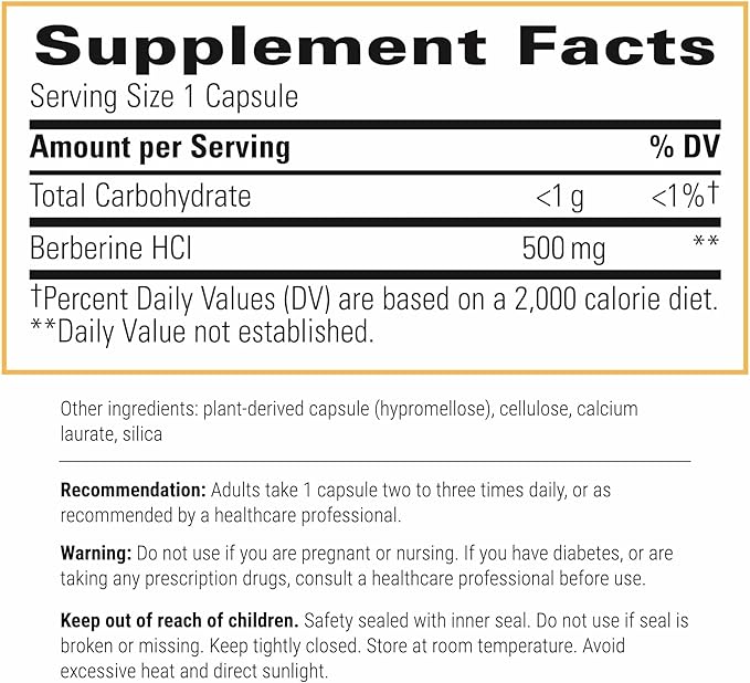 Integrative Therapeutics Berberine - Supports Metabolic Health &amp Cellular Energy Metabolism - Practitioner-Trusted Quality - Dairy-Free &amp Gluten-Free - 60 Capsules (60 Servings)