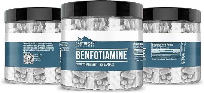 Earthborn Elements Benfotiamine 200 Capsules Pure &amp Undiluted No Additives
