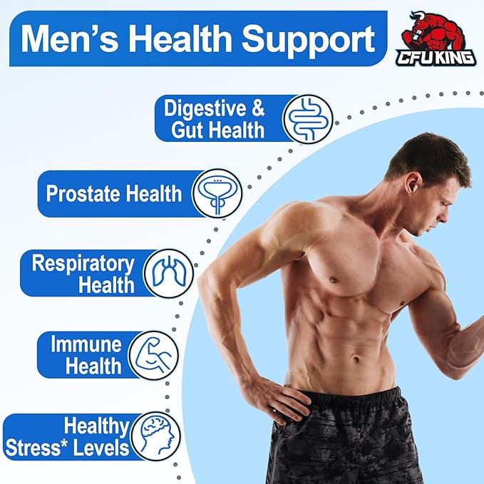 Probiotics for Men 500 Billion CFU &amp 12 Mens Probiotic for Digestive Health + 4 Organic Prebiotic Fiber for Digestive Gut Immune Health Bloating Gas Energy Support Shelf Stable - 120 Capsu