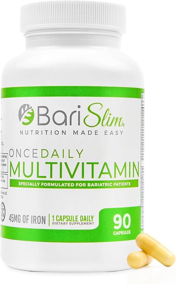 BariSlim Once Daily Bariatric Multivitamin Capsule - 45mg of Iron - Bariatric Vitamin &amp Supplement for Post Bariatric Surgery Including Gastric Bypass &amp Gastric Sleeve | 90 Day Supply