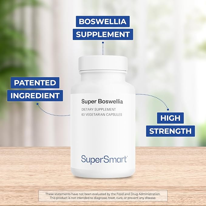 Supersmart - Super Boswellia Extract 100mg per Day (Patented &amp High Strength) - ApresFlex Boswellia Serrata Supplement - 20% AKBA | Non-GMO &amp Gluten Free - 60 Vegetarian Capsules