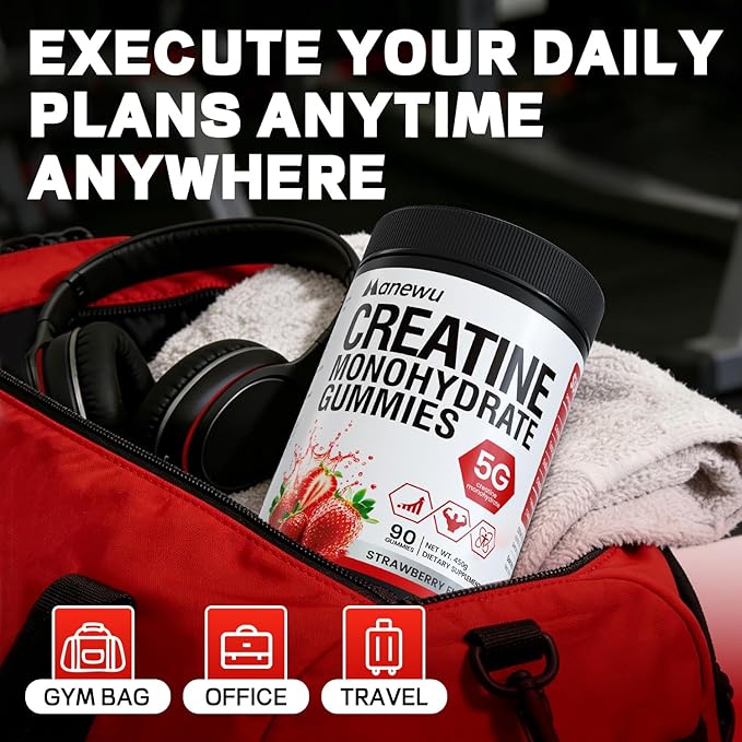 99.9% Creatine Monohydrate Gummies SGS Certified 5000mg Creatine Gummies for Men &amp Women Support Muscle Strength Recovery &amp Stamina Sugar Free Vegan Non-GMO Strawberry Flavor 90 Count
