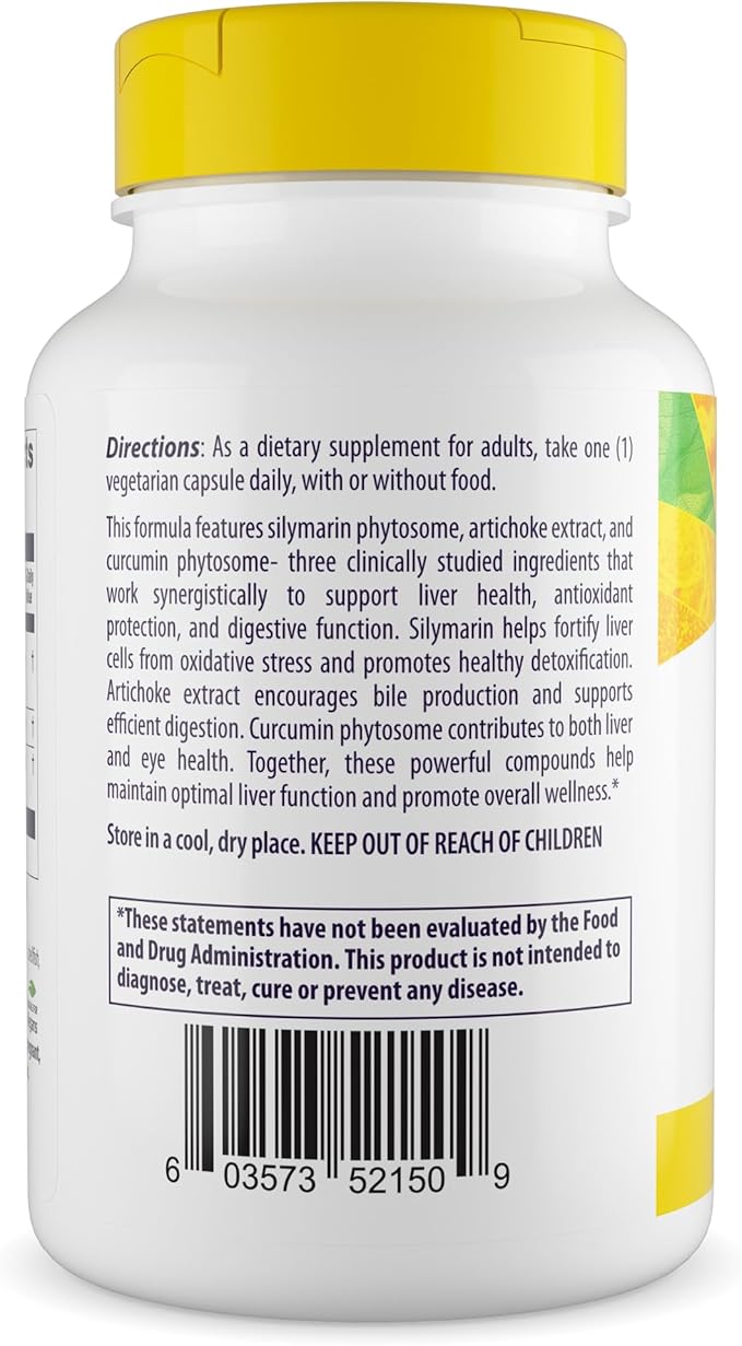 Healthy Origins Silymarin Artichoke Turmeric Liver Support – with Silymarin Phytosome Artichoke Extract &amp Curcumin – Supports Liver Health Antioxidant Protection &amp Digestion – 60 Capsules
