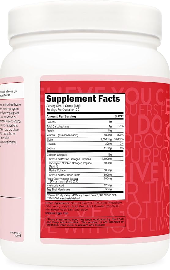 TransformHQ Beauty Collagen (30 Servings) Fruit Punch - Hair Skin &amp Nails Formula