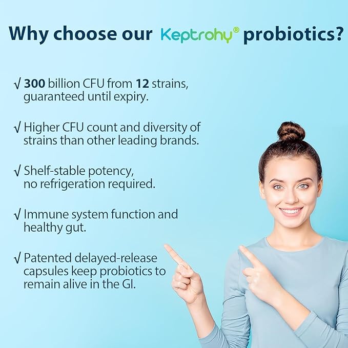 Probiotics for Women &amp Men 300 Billion CFU Probiotics from 12 Strains + Organic Prebiotics Blend for Daily Digestive Immune Gut Bloating Gut Health for Women &amp Men Shelf Stable - 180 Cap