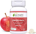EZ Melts Ubiquinol 100 mg - CoQ10 Supplement for Heart Health &amp Energy Support - Antioxidant Protection - No Artificial Flavors - Non-GMO &amp Vegan - Apple - 60 Dissolvable Tablets (60 Servings)
