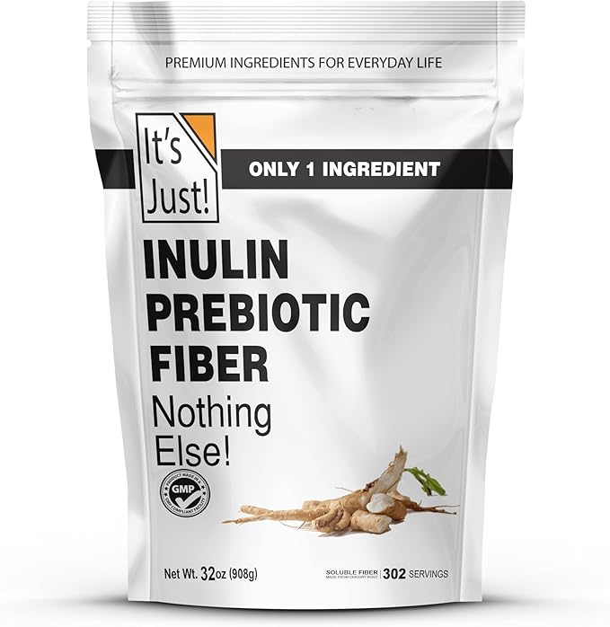 It's Just! - Inulin Prebiotic Fiber Water Soluble Chicory Root Powder Promotes Gut Health Made in USA Product of Belgium Vegan/Keto Friendly