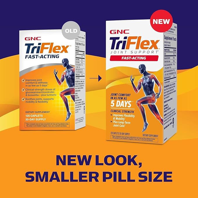 GNC TriFlex Joint Support Fast-Acting for Long-Term Care and Comfort Clinical Strength 120 Caplets
